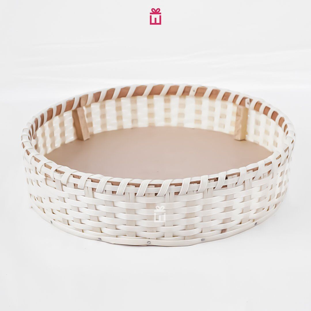 Set of 5 – Round Cane Trays – White Handwoven Serving and Gifting Trays - Image 2